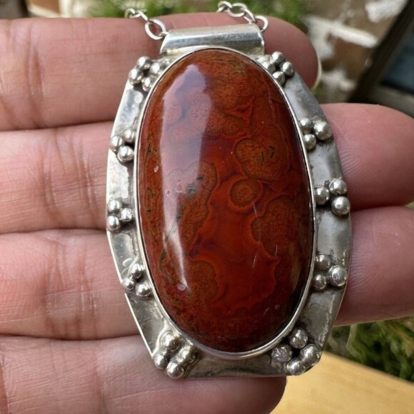 Ray Youmans Dinosaur Therapod Gembone Pendant Necklace Sterling 20" Silver 25.0g - Picture 6 of 12